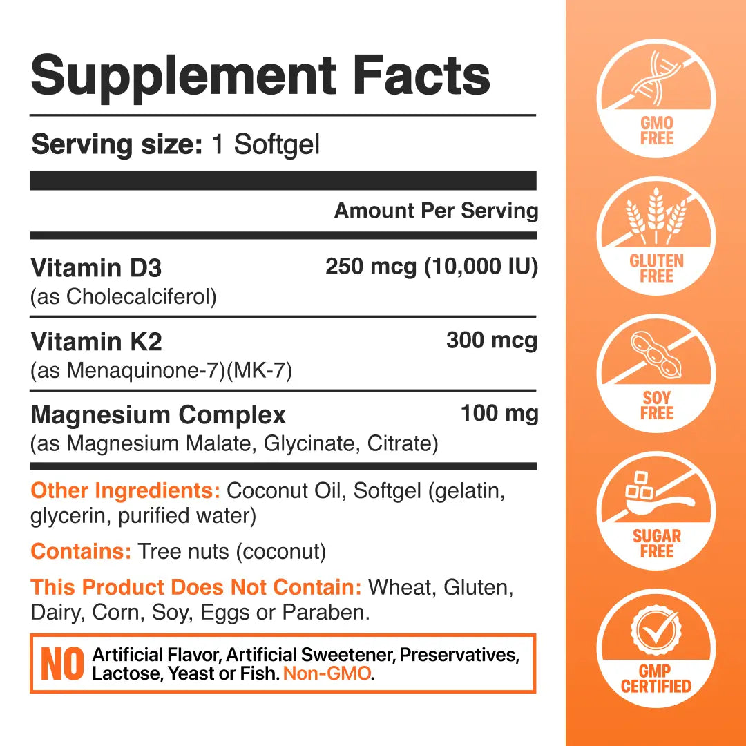 Nutrava Vitamin D3 & K2 Softgels