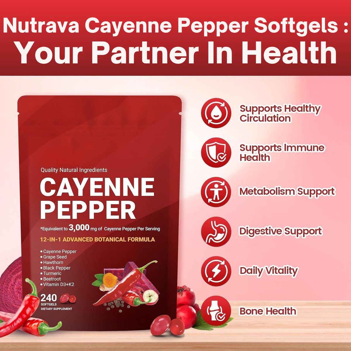 Nutrava Cayenne Pepper Softgels