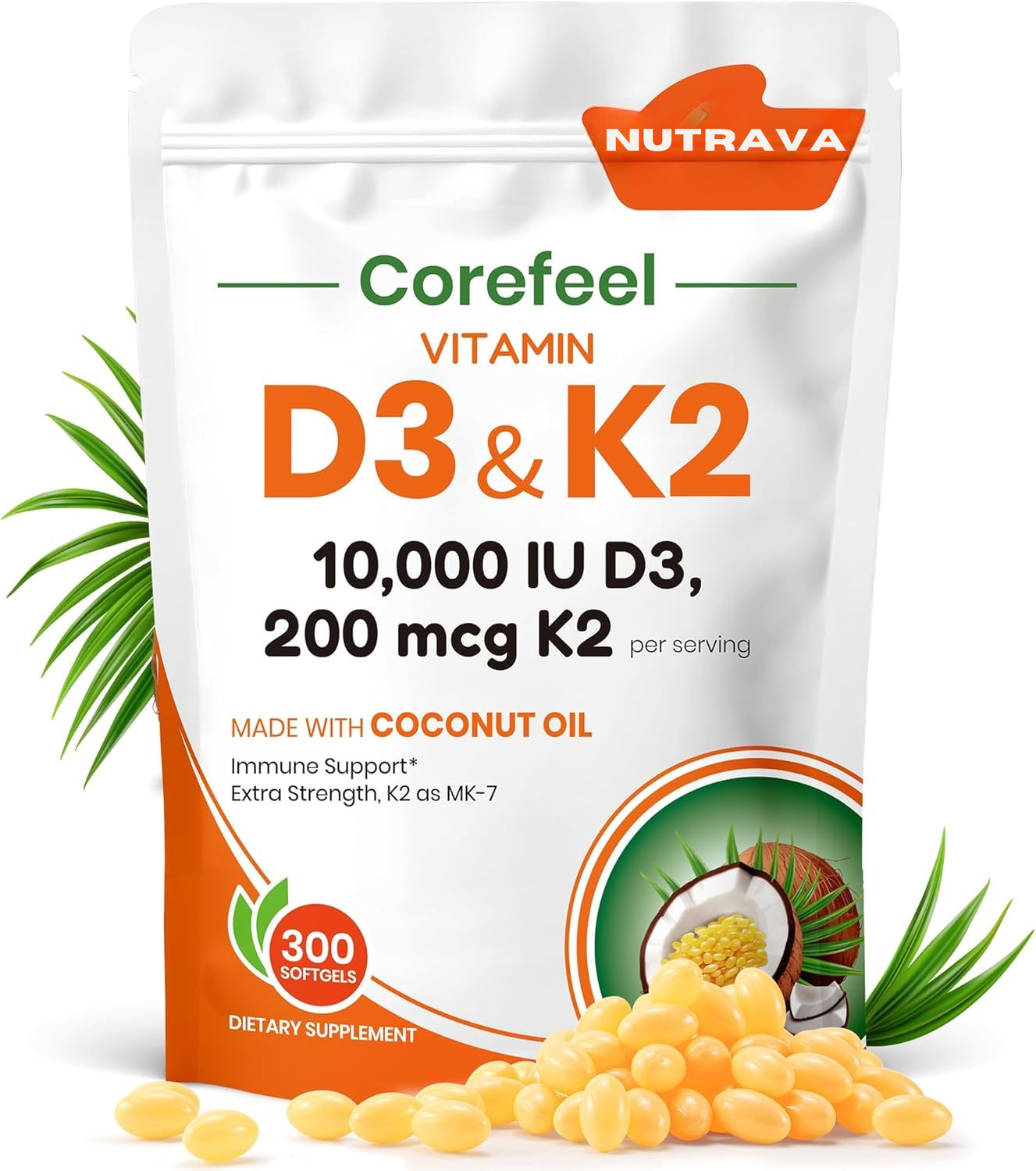 Nutrava Vitamin D3 & K2 Softgels
